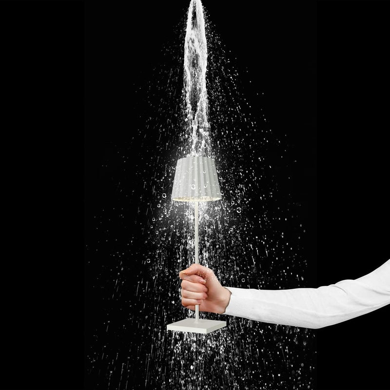 Sompex Troll 2.0 LED Table Lamp | IP54 (splash and dust proof) | 2 warm white light colours | Stepless touch dimmer | Wireless Indoor & Outdoor | Aluminium | Brightness memory | H 38 cm - White - Image 5